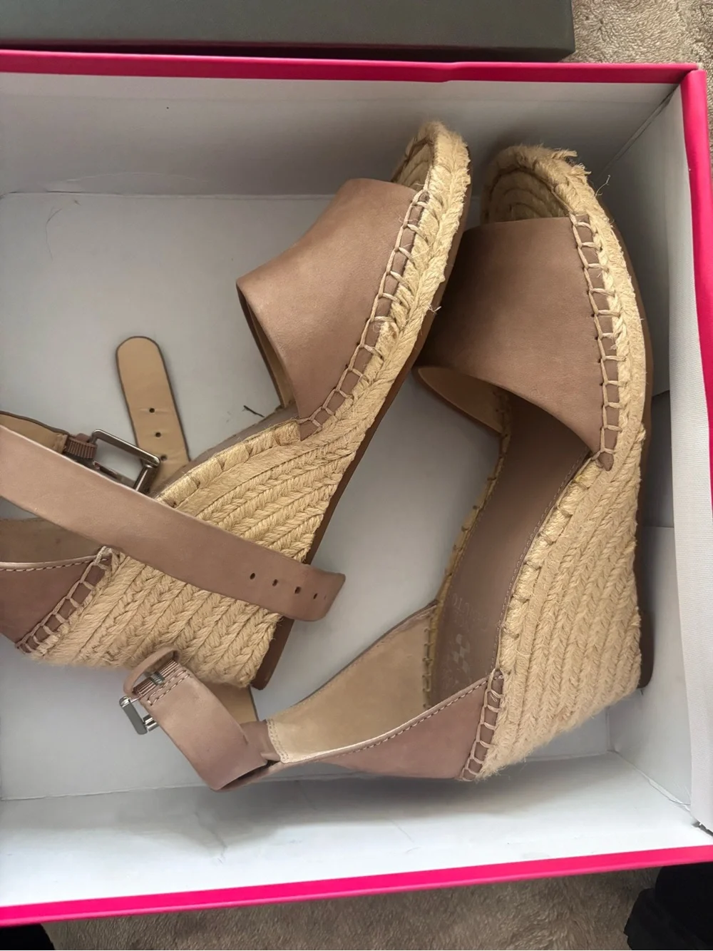 Vince Camuto Tan Espadrille Wedge Sandals with Ankle Strap